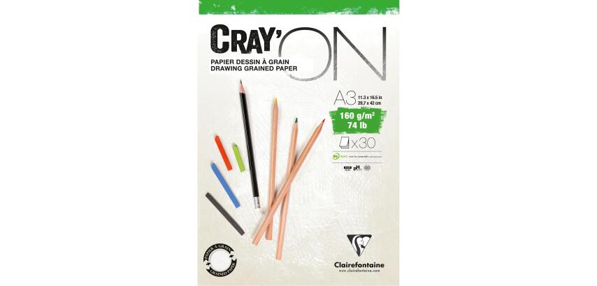 Clairefontaine Cray'ON Glued Pad - A3 - 30 Sheets - 160gsm