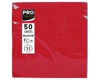 Paquet de 50 serviettes cocktail micro-gaufrées ouate 2 plis - 20x20 cm - Rouge