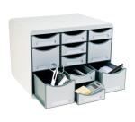 Schubladenbox STORE BOX MULTI, 11 offene Schubladen, Office - Lichtgrau