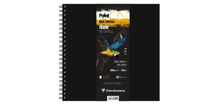 PaintON Noir carnet spiralé 30F 23,5x23,5cm 250g