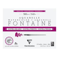 Fontaine Extraweiß feinkörnig, Block 4-seitig geleimt, 15 Bogen 300g 20x15 cm