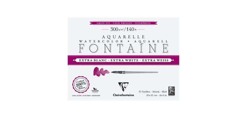 Fontaine Extra Blanc Grain Fin bloc collé 4 côtés 15F 15x20cm 300g