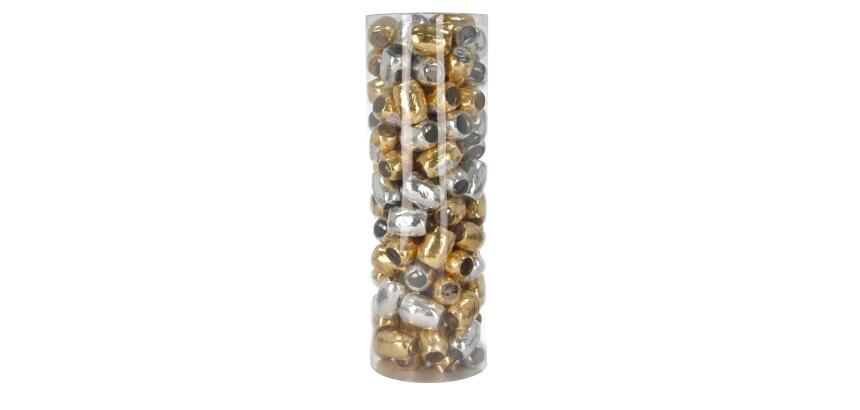 Tube de 120 oeufs 10mx7mm Métal or/arg. - Assortiment