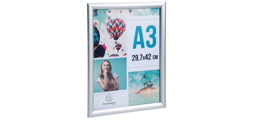 Marco de pared en aluminio - A3 - 450x327x12 mm - Plata
