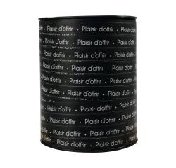 Geschenkband 250mx10mm, Beschriftung Plaisir d'offrir - Schwarz & Weiß