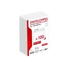Paquet de 100 Enveloppes Blanches C6-114x162mm - Auto-Adhésives - 80g/m2 - Blanc