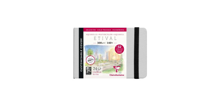 Etival Aquarel watercolorbook 10x15 300g met fijne korrel 24bl&32MC - Grijs