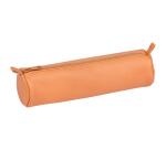 Round pencil case, natural leather