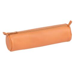 Trousse ronde, cuir naturel