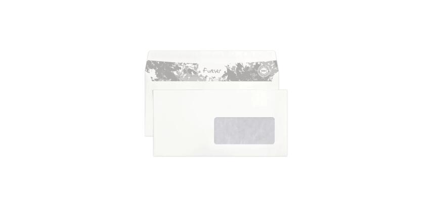 Boite de 500 enveloppes Forever Blanches 100% recyclé DL-110x220mm - Auto-Adhésives - 80g/m2 - Fenêtre Papier Cristal 45x100 (position 20/20) - Blanc