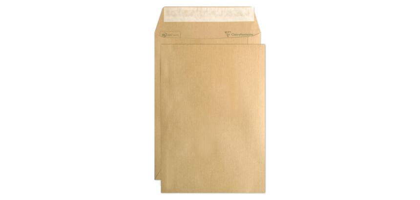 Versandtaschen haftklebend gestreiftes braunes Kraftpapier, B5 176x250mm, 90g, Kartonbox mit 500 Stück - Braun