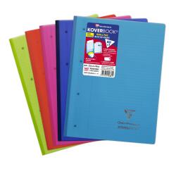 Bloc de cours agrafé grand côté Koverbook A4+ 160 pages détachables perforé 4 trous ligné + marge couverture polypropylène transparent - Assortis