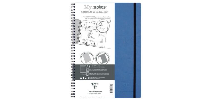 My.Notes Age Bag cahier reliure intégrale à marges détachables A4 120 pages détachables DOT + cadre en-tête - Bleu
