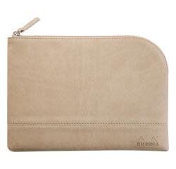 Rhodiarama pochette zippée en simili cuir - taille M (16x22 cm) - Beige