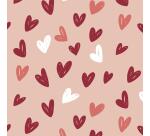 Papier cadeau Alliance, largeur 70 cm - Rouleau de 50 m, Coeurs - Rose