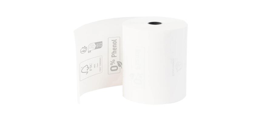 Rotolo per cassa 80x60mm - 1 pli termico 55g/m2 senza Fenolo. - Bianco