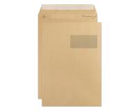 Boite de 250 Pochettes Kraft Milleraies Brun C4-229x324 mm - Auto-Adhésives - 90g/m2 - Fenêtre 50x100 (position 50/20) - Brun