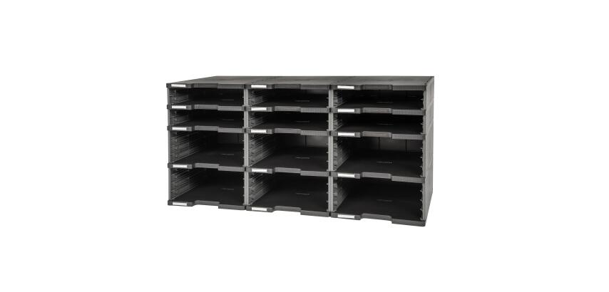Module de classement Modulodoc - set 12 cases sans tiroirs Ecoblack - Gris foncé