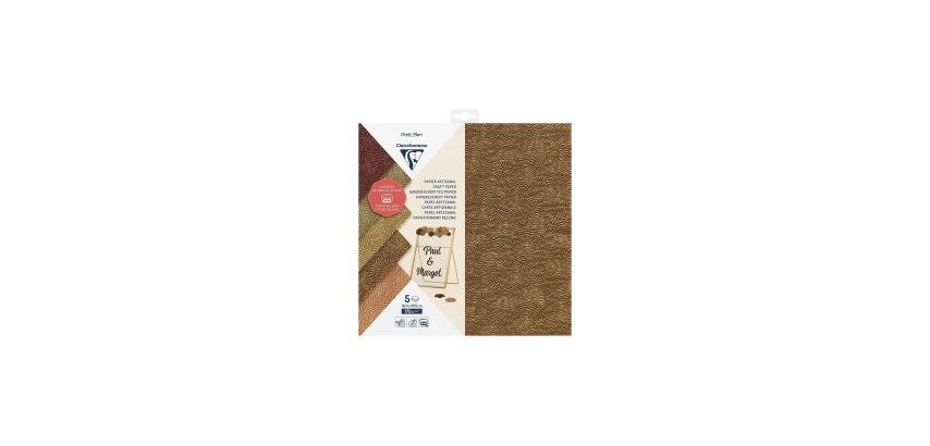 PAPIER ARTISANAL, Pochette de 5 feuilles 170g/m2 au format 30.5x30.5cm - Assortiment
