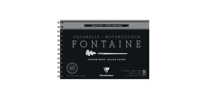 Fontaine Noir album spiralé 12F 12x18cm 300g grain fin