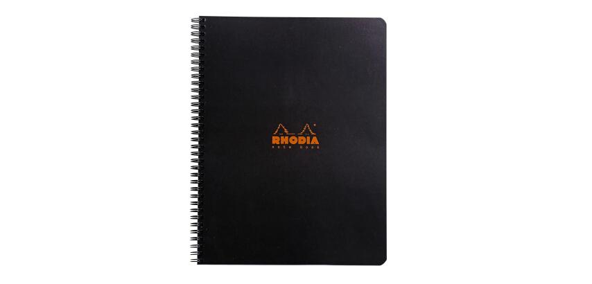 Notebook Rhodia Classic reliure intégrale 22,5x29,7 cm 160 pages ligné avec marge et cadre en-tête détachables 80g - Noir