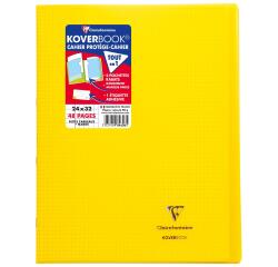 Cahier piqué Koverbook 24x32cm 48 pages petits carreaux + marge couverture polypropylène transparent - Jaune