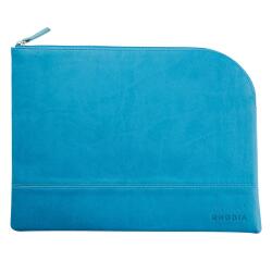 Rhodiarama etui met rits in kunstleer - maat L - 21x28 cm - Turquoise