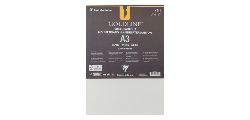 Goldline contrecollé pour passe-partout paquet 10F A3 1,25mm - Blanc