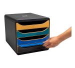 Exacompta, Big Box, Schubladenbox mit 4 Schubladen, Neo Deco - Farben sortiert