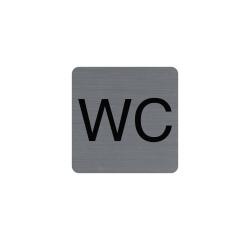 Sign adhesive aluminium effect WC 7.5x7.5 cm - Grey