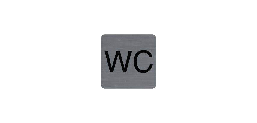 Plaque adhésive imitation aluminium WC 7,5x7,5 cm - Gris