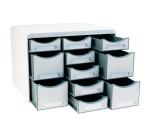 Schubladenbox STORE BOX MULTI, 11 offene Schubladen, Office - Lichtgrau