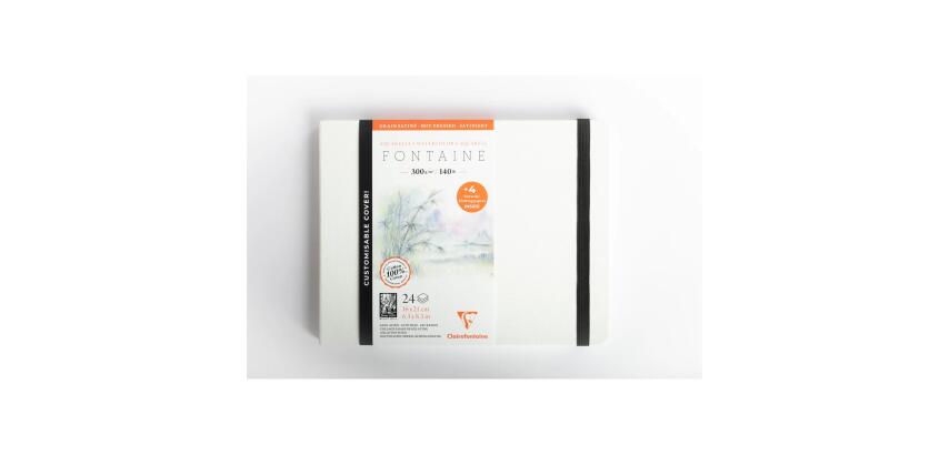 Fontaine Aquarelle carnet cousu 24F 21x16cm 300g grain satiné (papier buvard) - Blanc
