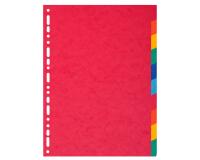 Intercalaires carte 220g 10 positions - A4 maxi - Couleurs assorties