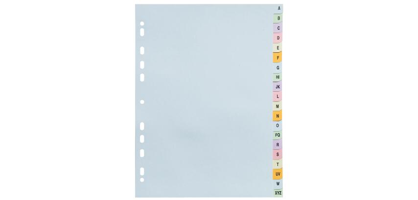 Forever Pastel Card Dividers Printed A-Z 170g A4 - Pastel colours assorted