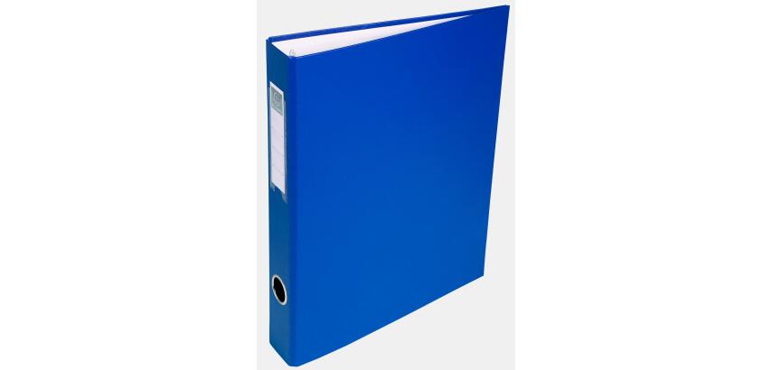 Classeur rembordé PVC 4 anneaux en D de 30mm en 3ème de couverture - A4 - Bleu