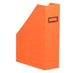 Rhodiarama tijdschriftenhouder in Italiaans kunstleer 10x25x31 cm - Licht oranje