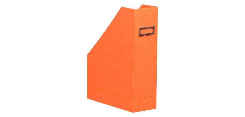 Rhodiarama porte-revues simili cuir italien 10x25x31 cm - Tangerine