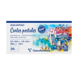 Aquapad Postkarten, geleimter Block 7,5x14,8 cm, 20 Blatt 300g