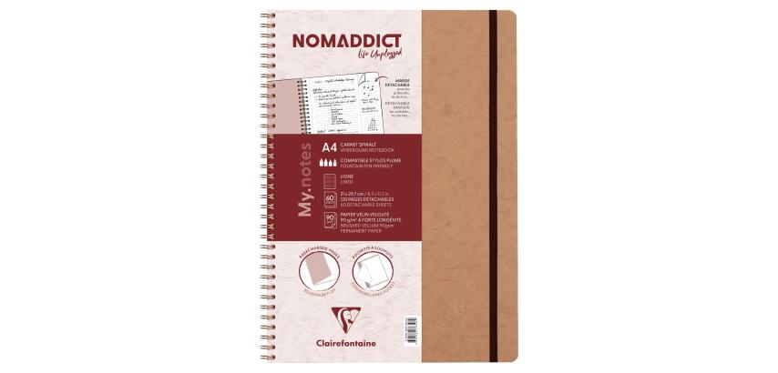 My.Notes Age Bag cahier reliure intégrale à marges détachables A4 120 pages détachables ligné + cadre en-tête - Tabac