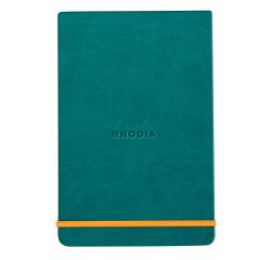 Rhodiarama Webnotepad rembordé rigide A5 192 pages ligné microperforé papier ivoire 90g fermeture élastique - Paon