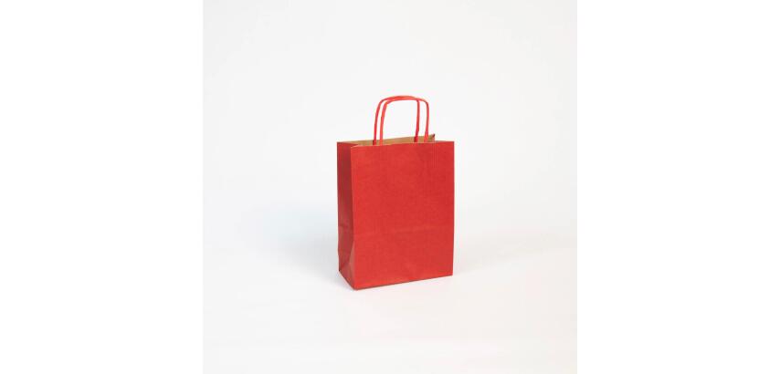 Paq.25 sacs kraft vergé, 16x8x21cm,Rouge - Rouge