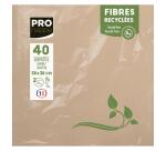 Paquet de 40 serviettes micro-gaufrées ouate recyclée 2 plis - 38x38 cm - Kraft