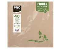 Paquet de 40 serviettes micro-gaufrées ouate recyclée 2 plis - 38x38 cm - Kraft