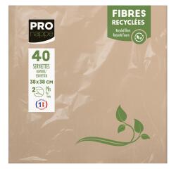 Paquet de 40 serviettes micro-gaufrées ouate recyclée 2 plis - 38x38 cm - Kraft