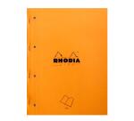 Rhodia Side bloc agrafé côté A4+ 22,3x29,7 cm 80 feuillets petits carreaux 5x5 mprf + perforation 4 trous 80g - Orange