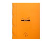 Rhodia Side bloc agrafé côté A4+ 22,3x29,7 cm 80 feuillets petits carreaux 5x5 mprf + perforation 4 trous 80g - Orange