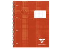 Cahier reliure intégrale A4+ 160 pages détachables perforées 4 trous petits carreaux + marge pleine à droite - Rouge