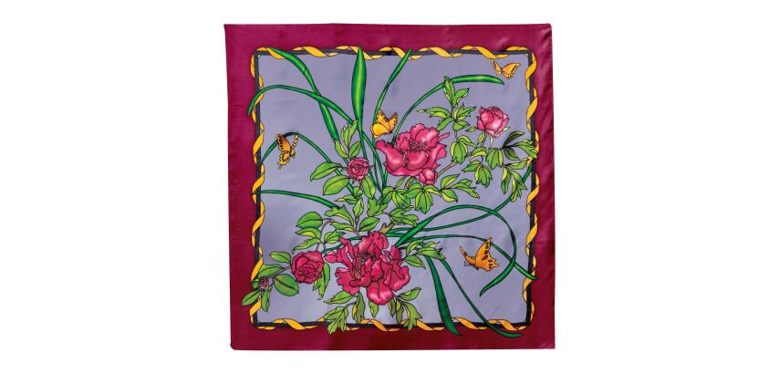 100% silk square - 90x90cm Papivoines - White