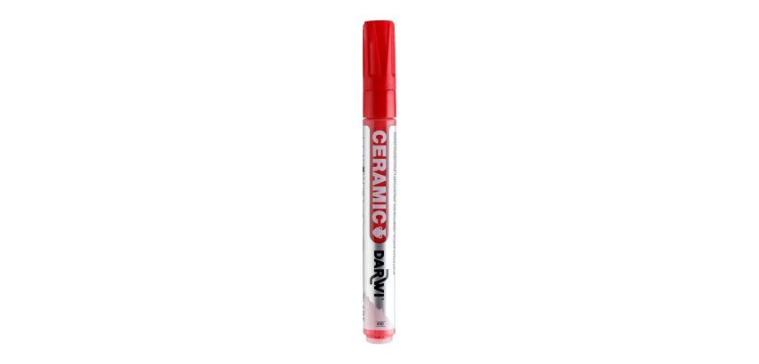DARWI Kalte Keramikfarbe, Marker 2mm Spitze, Inhalt 6ml, Zinnoberrot - Zinnober